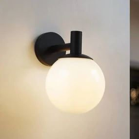Lindby applique da esterno Dangan, bianco, vetro, Ø 20 cm, IP44