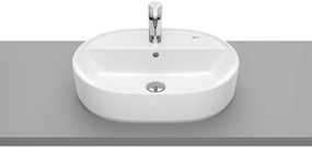 Lavabo da appoggio Domus ROCA ovale in ceramica L 55 x H 13 x P 40 cm bianco lucido piletta non inclusa