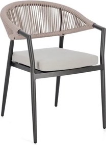 Sedia Da Esterno Impilabile Con Braccioli In Alluminio E Corda Millor Antracite E Khaki Bizzotto