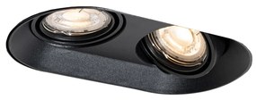 Faretto da incasso rotondo nero GU10 50mm 2 luci - Hubs