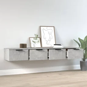Mobili pensili 2 pz grigio cemento 68x30x20cm legno multistrato