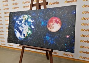 Stampa su tela – Pianeta Terra e Luna rossa