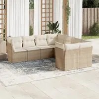 Set Divano da Giardino 8 pz con Cuscini Beige in Polyrattan 3218588