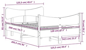 Giroletto con Testiera 120x200 cm in Legno Massello di Pino