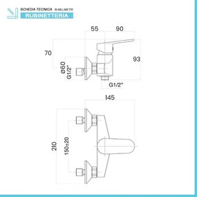 Set miscelatori lavabo bidet e doccia esterno nero opaco Erika