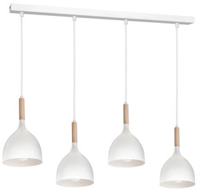 Lampadario su filo NOAK WOOD 4xE27/60W/230V bianco/legno