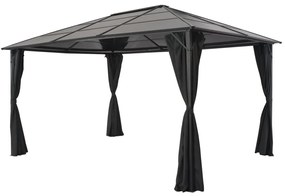 Gazebo Con Tende İn Alluminio 4x3x2,6 M Nero /