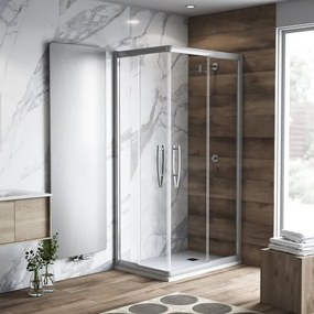 Box doccia angolare con porta scorrevole, vetro 8 mm, L 97-99.5 cm x L 69.5 cm, H 195 cm, cromo Namara