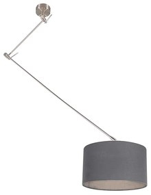 Lampada a sospensione in acciaio con paralume 35 cm grigio scuro regolabile - Blitz