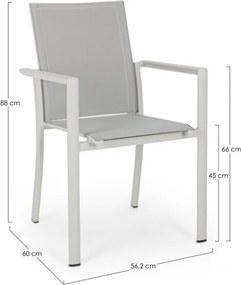 Set 4 Sedie Da Esterno In Alluminio E Textilene Con Braccioli Konnor Rastin Bizzotto