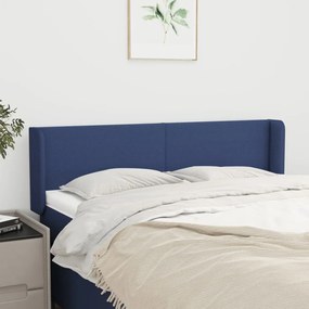 Testiera Ad Orecchio Blu 147x16x78/88cm İn Tessuto /