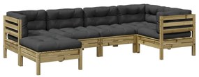 Set divani da giardino 6pz con cuscini legno impregnato di pino