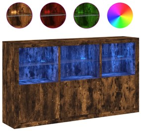 Credenza con luci led rovere fumo 181,5x37x100 cm