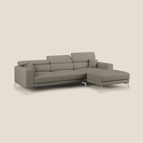 Blade Divano moderno angolare con poggiatesta reclinabili in Ecopelle T04 talpa
