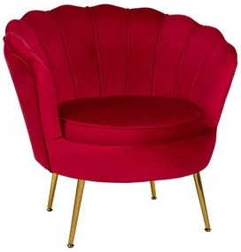 Poltrona velluto con schienale a conchiglia - FIORE finitura Bordeaux