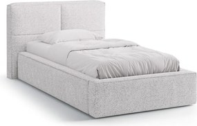 Letto singolo imbottito grigio chiaro con contenitore con rete inclusa 90x200 cm Darren – Micadoni