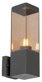 Lampada da parete esterna moderna grigio scuro con vetro fumé - Malios