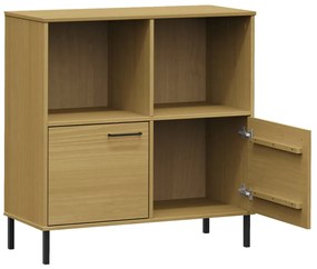 Libreria con gambe metallo marrone 90x35x90,5 cm massello oslo