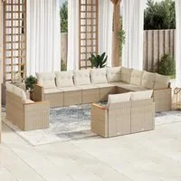 Set Divani da Giardino 12 pz con Cuscini Beige in Polyrattan 3258915