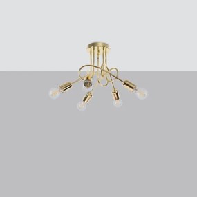 Sollux SL.1438 - Lampadario a plafone LOOP 5xE27/15W/230V oro