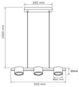 Lampadario LED a sospensione con filo MIRELLA 3xGX53/6W/230V oro/nero