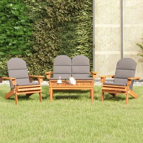 Set salotto da giardino adirondack 4pz legno massello di acacia