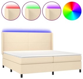 Letto a molle materasso e led bianco 200x200cm in tessuto