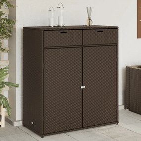 Armadietto Portaoggetti Giardino Marrone 105x55x113 Polyrattan /