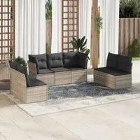 Set Divani da Giardino 7pz con Cuscini Grigio Chiaro Polyrattan 3217412