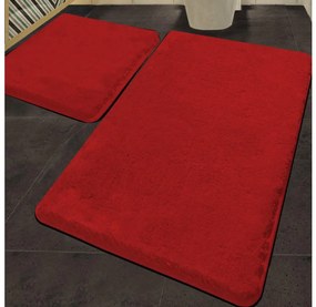 SET 2x Tappeto bagno 60x100 cm rosso