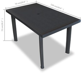 Tavolo da Giardino Antracite 126x76x72 cm in Plastica