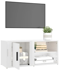 Mobile Porta TV Bianco Lucido 80x31,5x36 cm Legno Multistrato