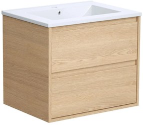 Mobile per bagno sospeso con lavabo da incasso 60 cm Placcatura rovere - MILIPAM