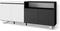 Credenza Mobile Cucina 200x87x35cmcon 4 Porte Design industriale, Stile moderno colore Bianco e nero