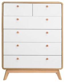 Cassettiera alta bianca con effetto rovere 81x104 cm Caitlin - Støraa