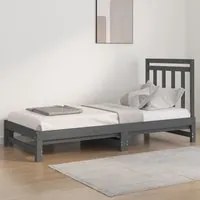 Dormeuse Estraibile Grigia 2x(90x200) cm Legno Massello di Pino 3108349