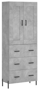 Credenza grigio cemento 69,5x34x180 cm in legno multistrato