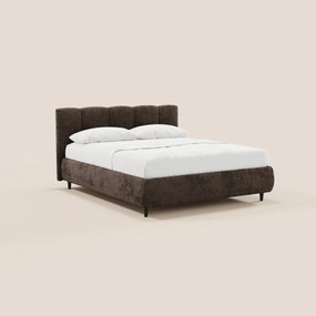 ARKAM letto imbottito con vano contenitore e testiera a lavorazione verticale - design shabby chic in tessuto certificato Oeko-Tex®