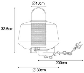 Lampada da tavolo Art Déco nera con vetro fumé 30 cm - Kevin