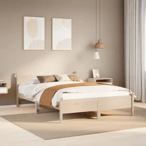 Letto Senza Materasso 160x200 Cm İn Legno Massello Di Pino /