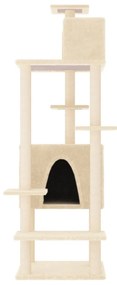 Albero per gatti con tiragraffi in sisal crema 154 cm