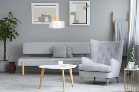 Lampadario a Sospensione in Acciaio e Legno TORIN 1 Nero/Bianco E27