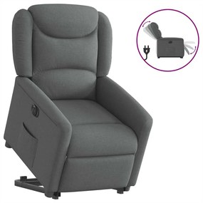 Poltrona Alzapersona Reclinabile Elettrica Grigio Scuro Tessuto /