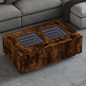 Tavolino Da Salotto Con Led Infinity Rovere Fumo 116x69x40 Cm /