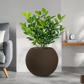 Vaso in resina da esterno interno tondo a sfera d.40x33h Botticelli Marrone