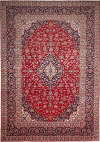 Kashan Tappeto 350 x 250 Rosso (Iran) Annodato A Mano