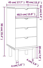 Cassettiera OTTA 45x39x90 cm in Legno Massello di Pino