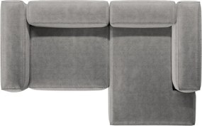 Divano angolare grigio chiaro (con penisola a destra/con chaise lounge) con rivestimento in velluto a coste Bergamo – Cosmopolitan Design