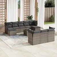 Set Divani da Giardino 11 pz con Cuscini in Polyrattan Grigio 3218340