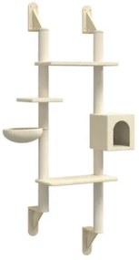 Albero per Gatti con Tiragraffi a Parete Crema 180 cm